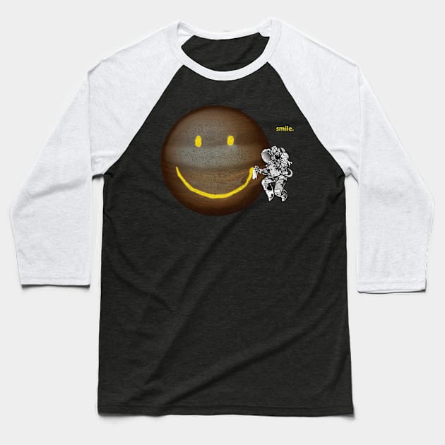 Big smiley face on the moon tagged by Spaceman Baseball T-Shirt by BOEC Gear